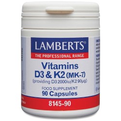 Lamberts Vit D3 2000IU & K2 90mg 90 Capsules