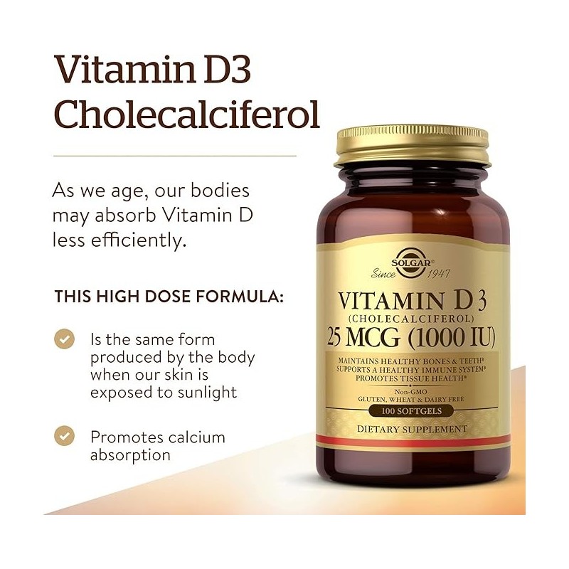 Solgar Vitam. D3 25mg 1000IU Softgel 100