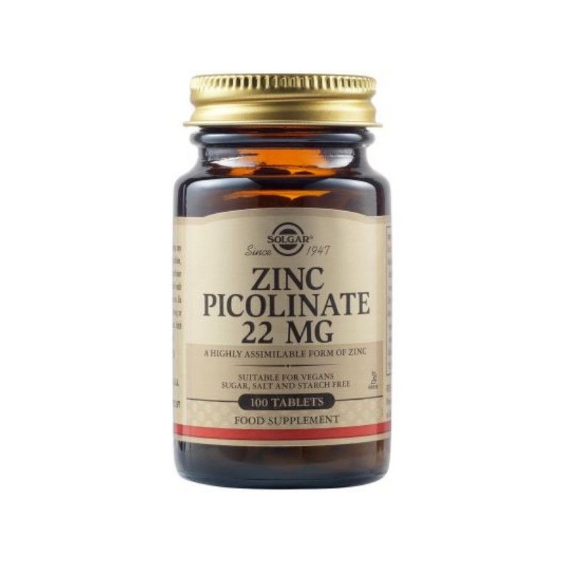 Solgar Zinc Picolinate 22mg 100 Tablets