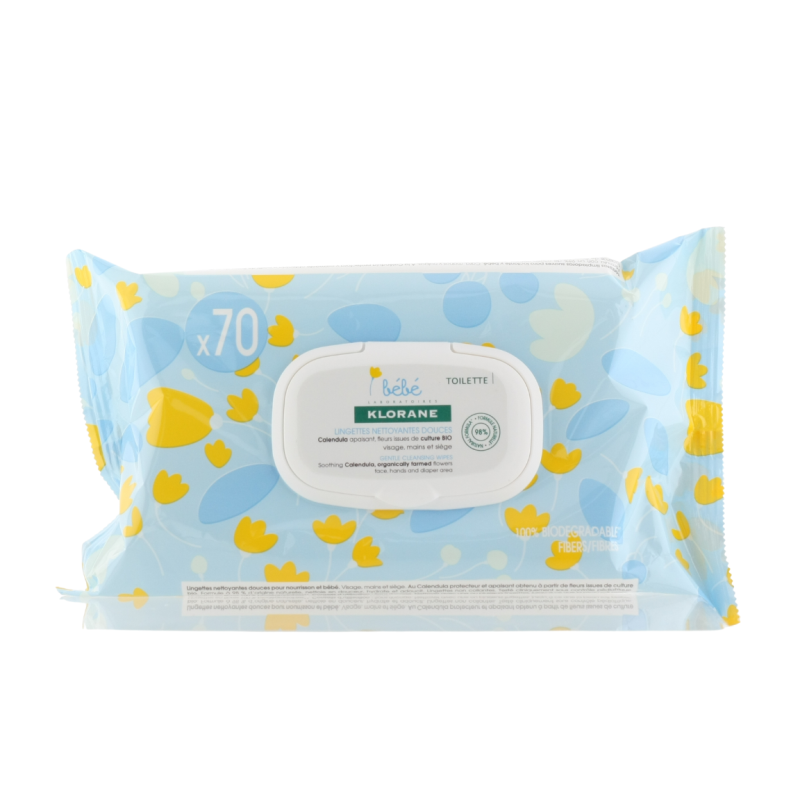 Klorane Bebe Gentle Cleansing Wipes 70 Pcs