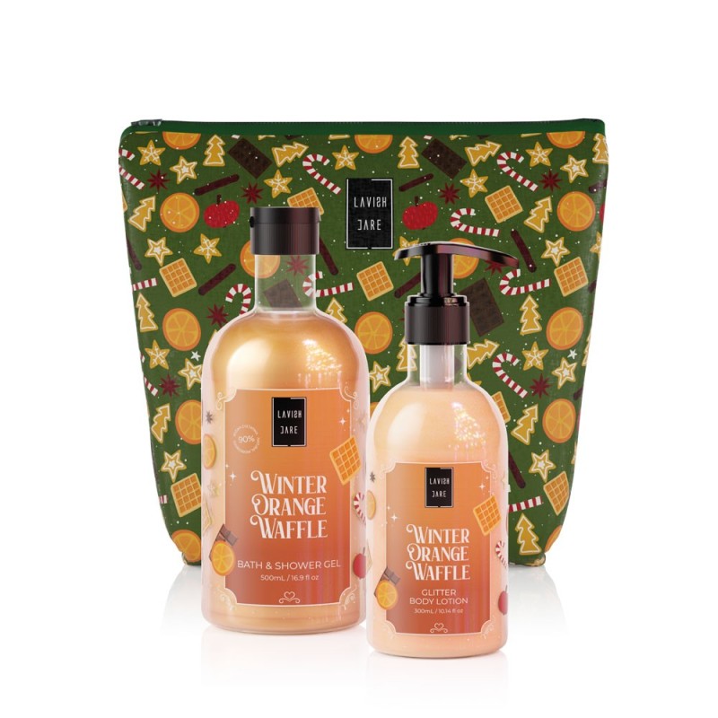 Lavish Care Winter Orange Waffle Bag Set