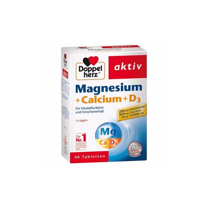 Doppelherz Magnesium + Calcium + Vitamin D3 40 Tablets