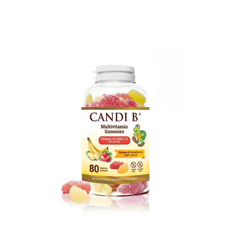 Candi B Multivitamin 80 Gum Bana + Strawbe