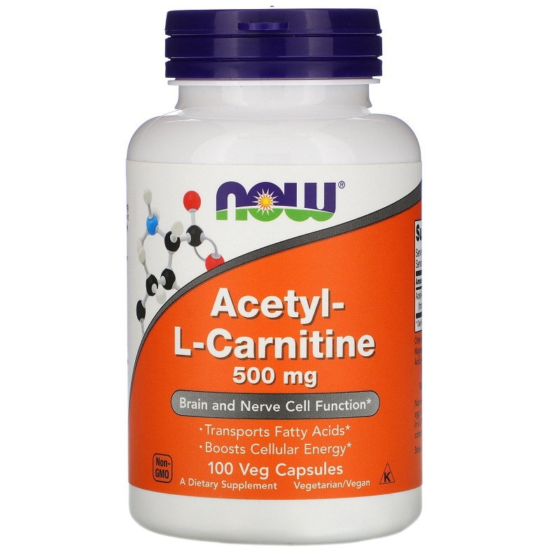 NOW Foods Acetyl- L-Carnitine 500mg 100 Veg Capsules