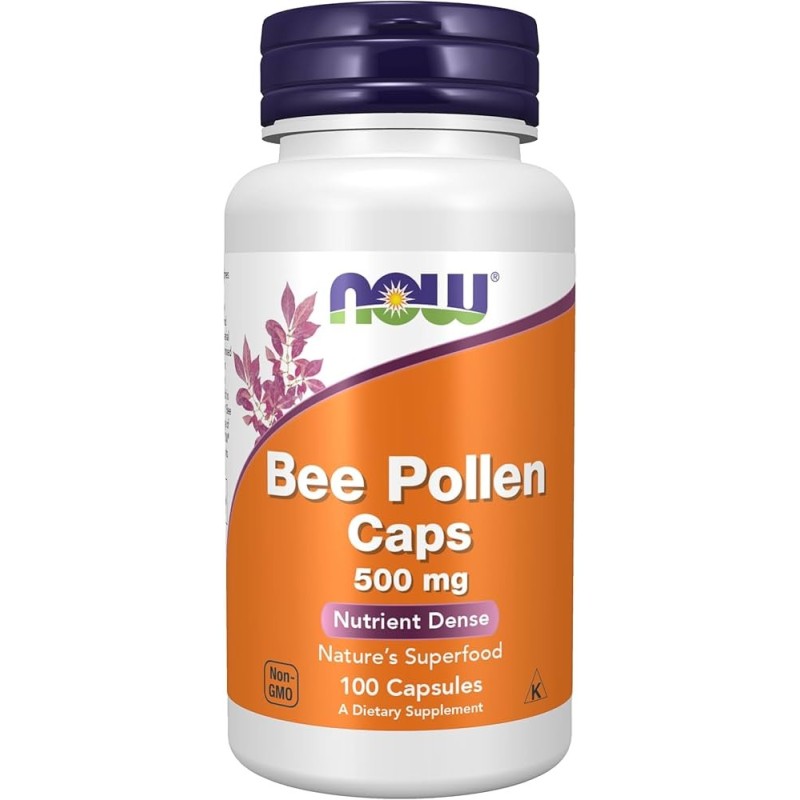 NOW Foods Bee Pollen Capsules 500mg 100 Capsules