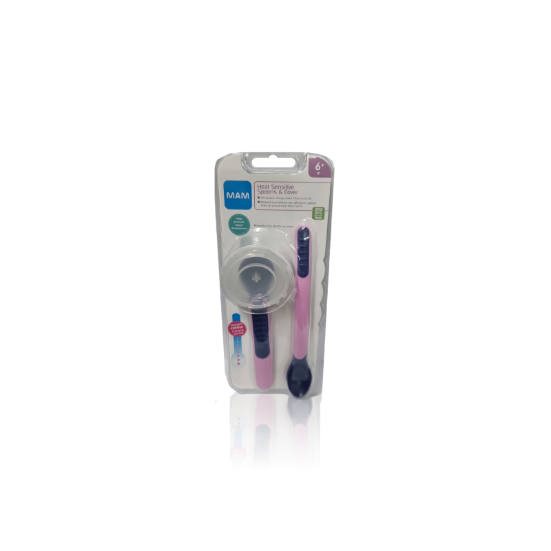 Mam Feeding Spoons & Cover 6M + Pink 776300