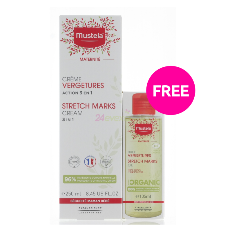 Mustela Stretch Marks 250ml + Free Oil 105ml