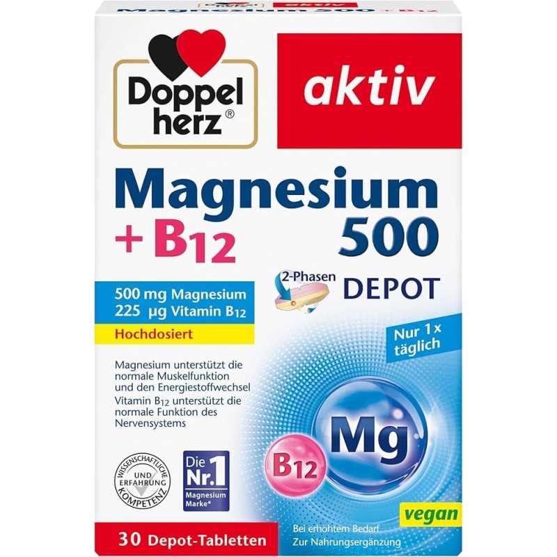 Doppelherz Magnesium 500 + B12 Depot 30 Tablets