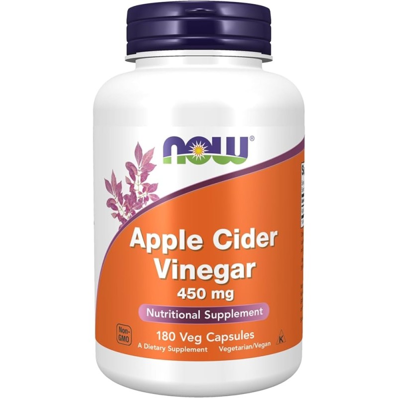 NOW Foods Apple Cider Vinegar 450mg 180 Veg Capsules
