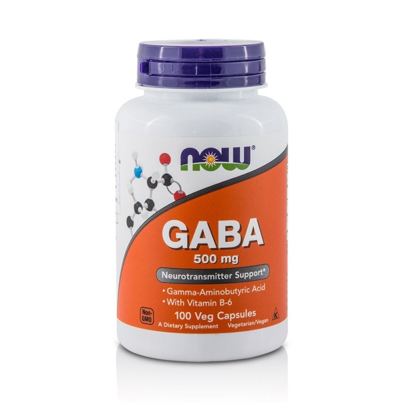 NOW Foods GABA 500mg, 100 Veg Capsules