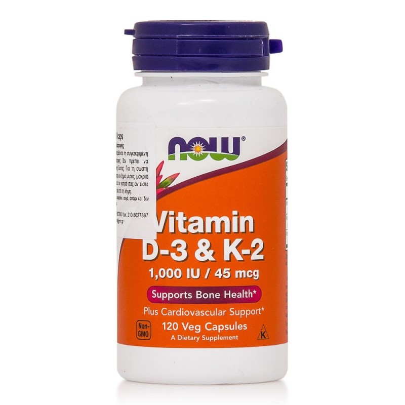 NOW Foods Vitamin D-3 & K-2,120 Veg Capsules