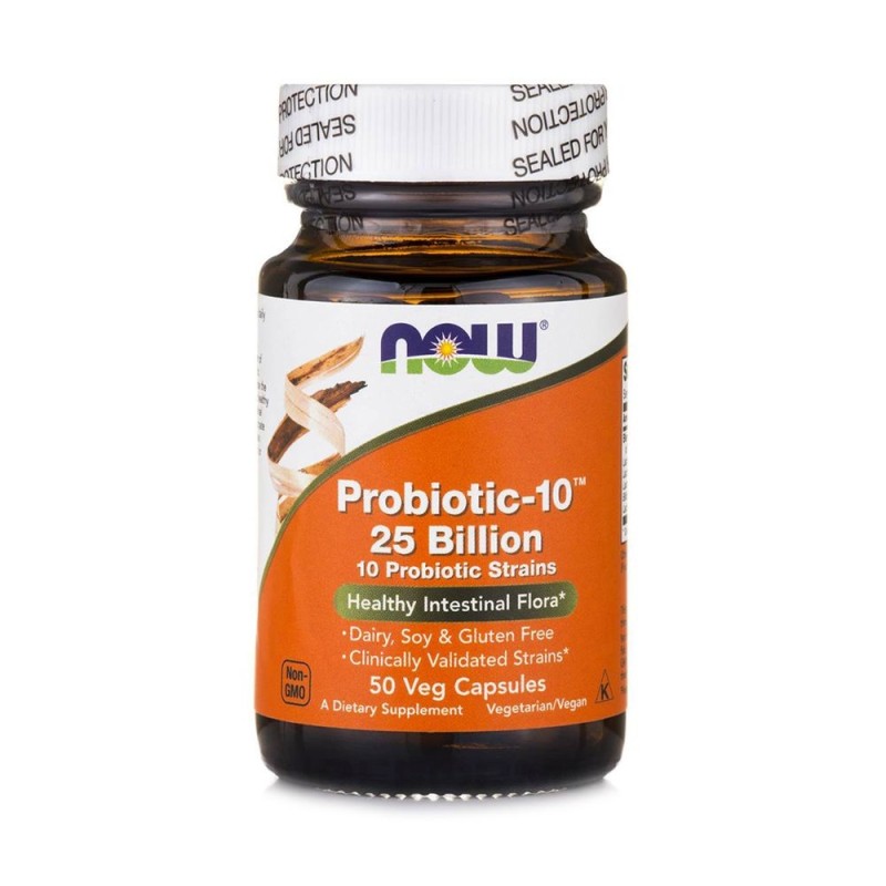 NOW Foods Probiotic-10 25 Billion, 50 Veg Capsules