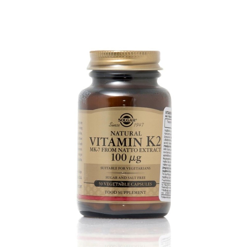 Solgar Natural Vitamim K2 Mk-7 100mcg 50 Veg Capsules