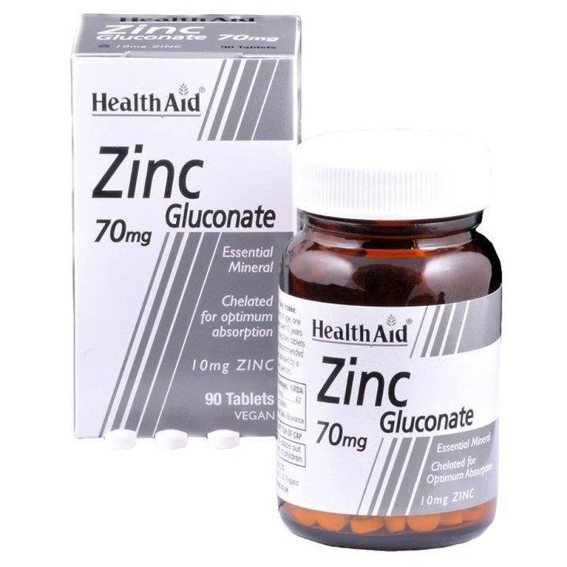 Health Aid Zinc Gluconate 70mg, 90 Tablets