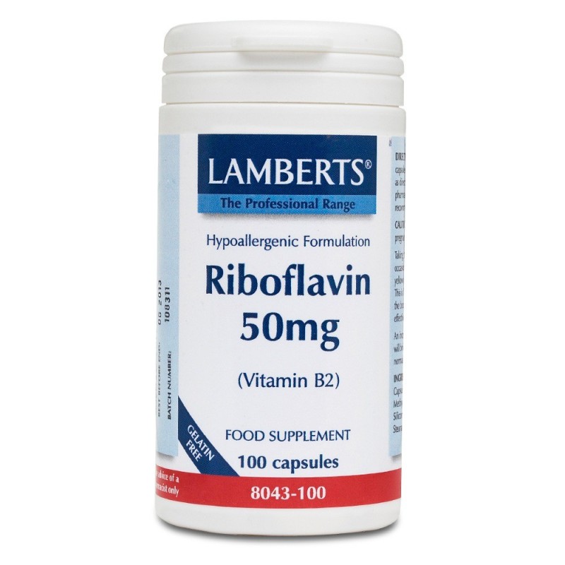 Lamberts Riboflavin 50mg (Vitamin B2), 100 Capsules
