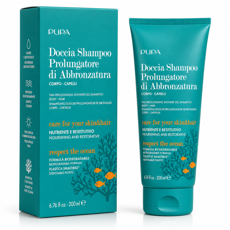 Pupa Suncare Tan Hair And Body Shower Gel And Shampoo 200ml