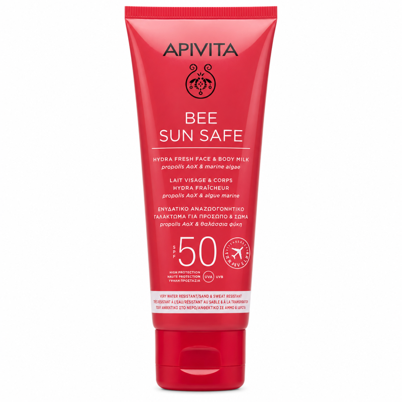 Apivita Bee Sun Safe Hydra Fresh Face & Body Milk Travel Size Hydrating SPF50 100ml