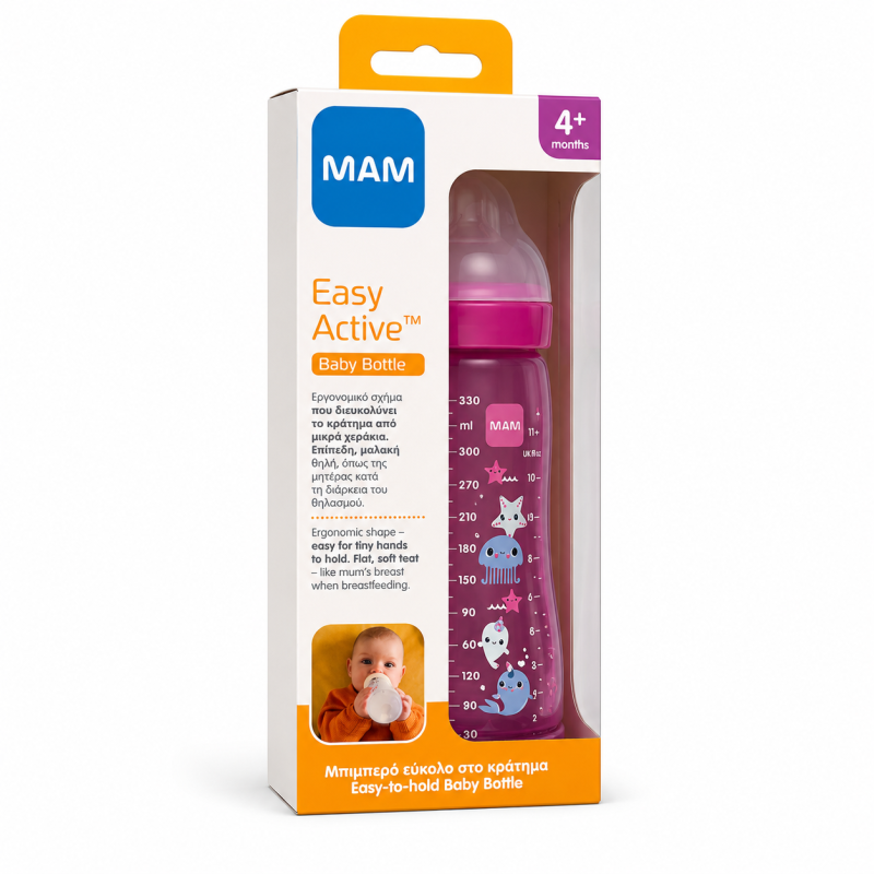Mam Easy Active Baby Bottle 330ml 4m+ Girl - 10007644