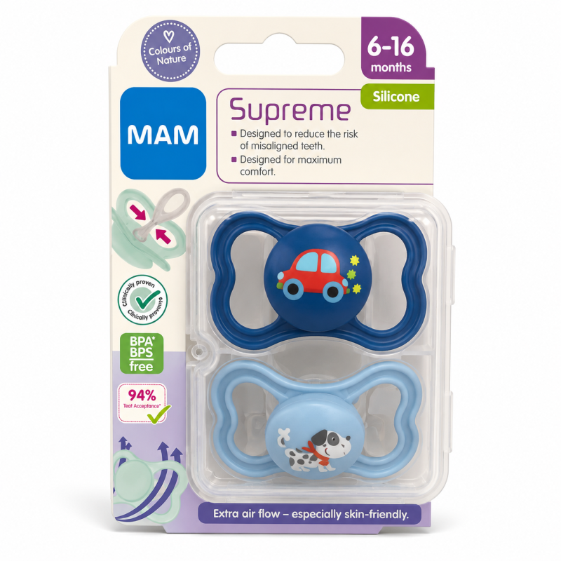 Mam Supreme Pacifier 6-16m Boy 2pcs 10023997