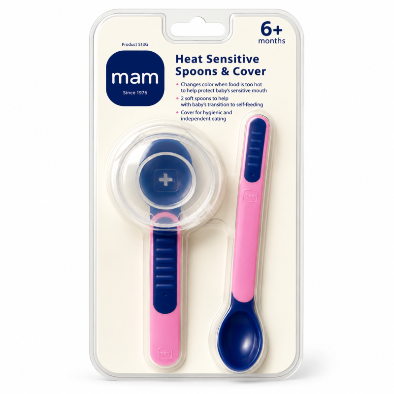 Mam Heat Sensitive Spoons & Cover 6m+ Girl - 10013049