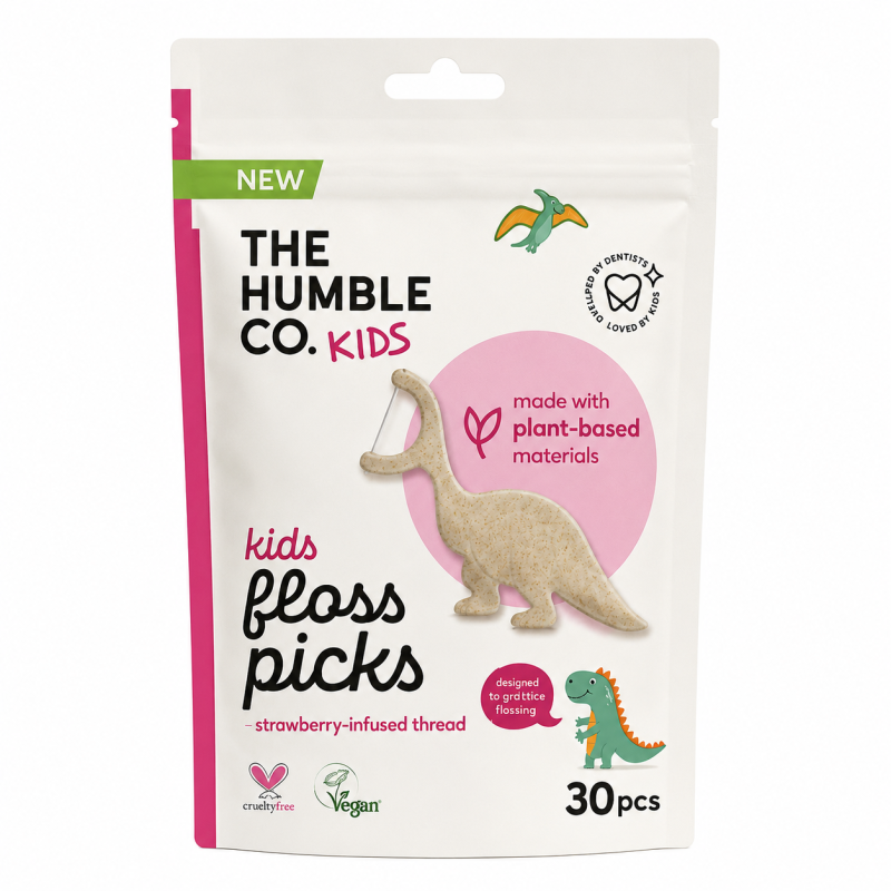Humble Plant-Based Kids Floss Picks Single Thread 30 Pieces
